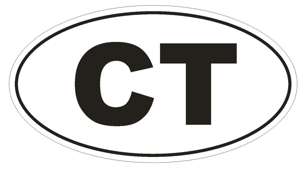 CT Connecticut Euro Oval Bumper Sticker or Helmet Sticker D452 - Winter Park Products