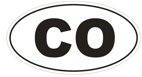CO Colorado Euro Oval Bumper Sticker or Helmet Sticker D451 Colombia Country Code - Winter Park Products