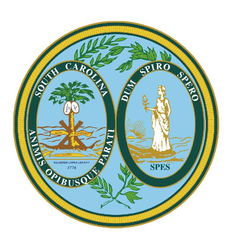 South Carolina State Seal Vinyl Sticker R557 - Winter Park Products