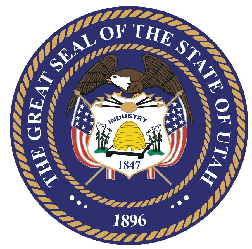 Utah State Seal Vinyl Sticker R561 - Winter Park Products