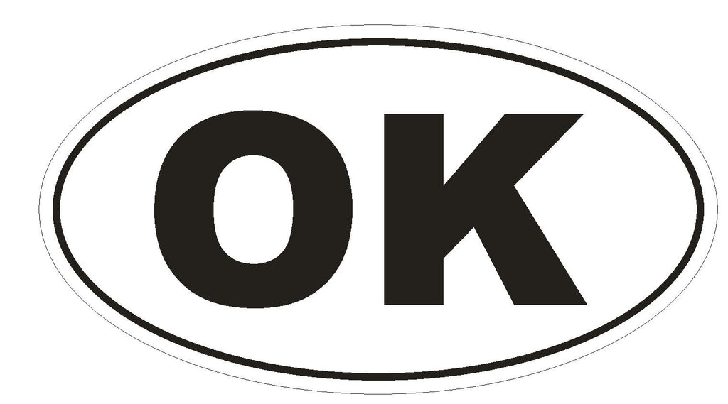 OK Oklahoma Euro Oval Bumper Sticker or Helmet Sticker D482 - Winter Park Products