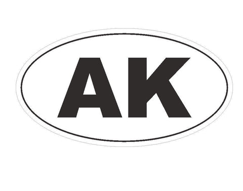 AK Alaska Euro Oval Bumper Sticker or Helmet Sticker D136 - Winter Park Products