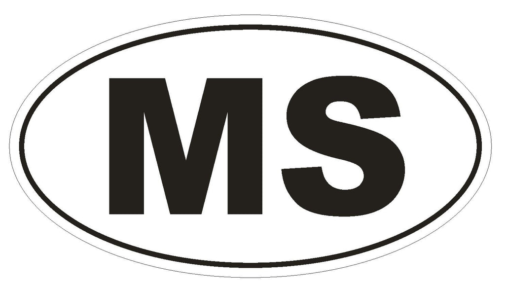 MS Mississippi Euro Oval Bumper Sticker or Helmet Sticker D470 Montserrat Country Code - Winter Park Products