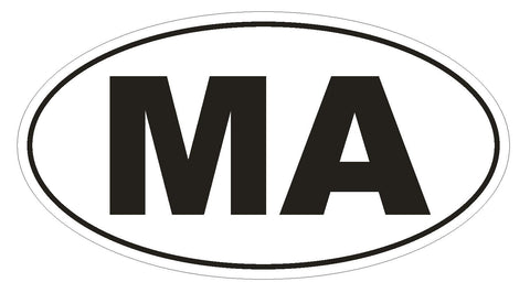 MA Massachusetts Euro Oval Bumper Sticker or Helmet Sticker D467 Morocco Country Code - Winter Park Products