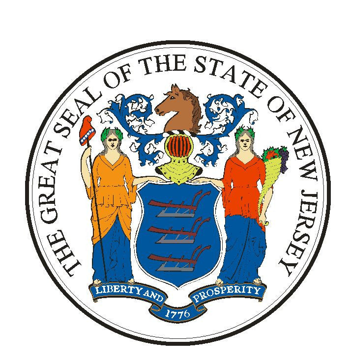 New Jersey State Seal Vinyl Sticker R547 - Winter Park Products
