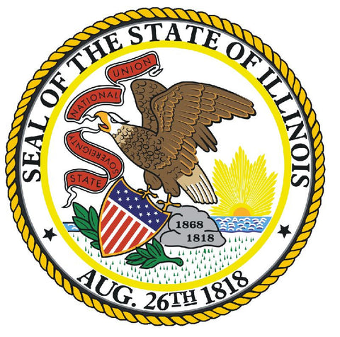 Illinois State Seal Vinyl Sticker R532 - Winter Park Products