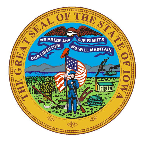 Iowa State Seal Vinyl Sticker R534 - Winter Park Products