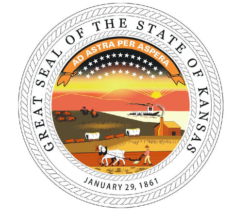 Kansas State Seal Vinyl Sticker R535 - Winter Park Products