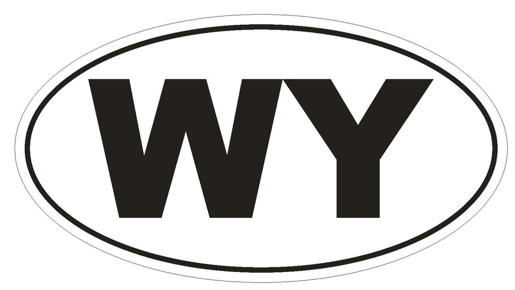WY Wyoming Euro Oval Bumper Sticker or Helmet Sticker D496 - Winter Park Products
