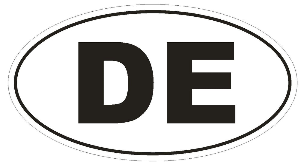 DE Delaware Euro Oval Bumper Sticker or Helmet Sticker D453 Germany Country Code - Winter Park Products