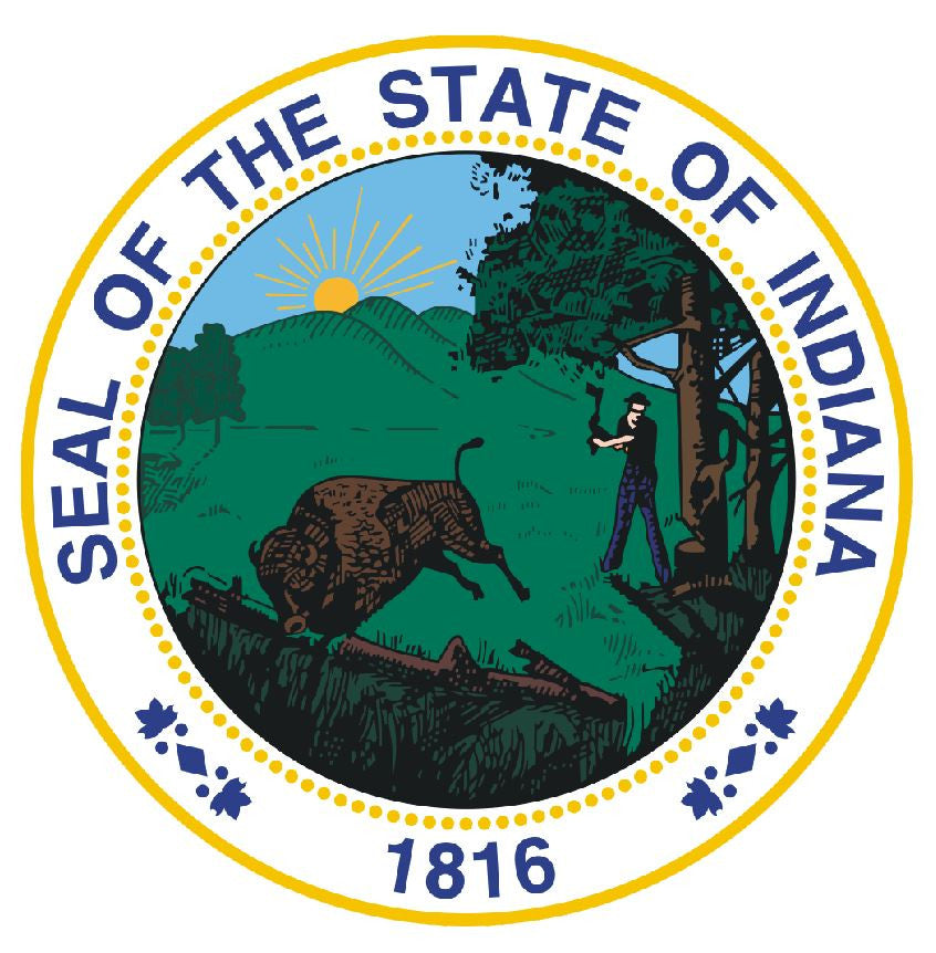 Indiana State Seal Vinyl Sticker R533 - Winter Park Products
