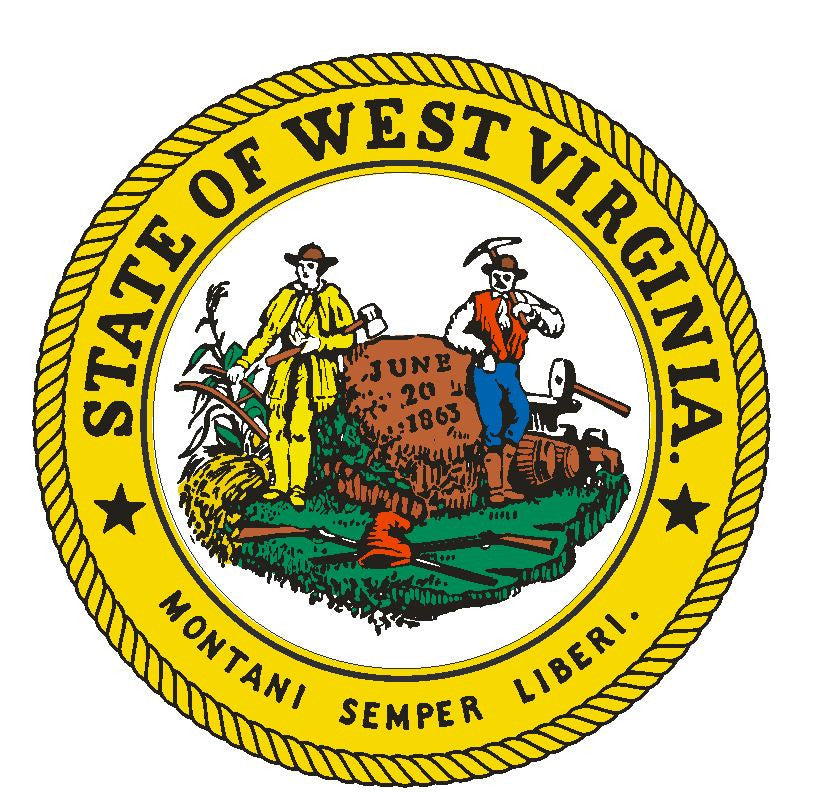 West Virginia State Seal Vinyl Sticker R563 - Winter Park Products