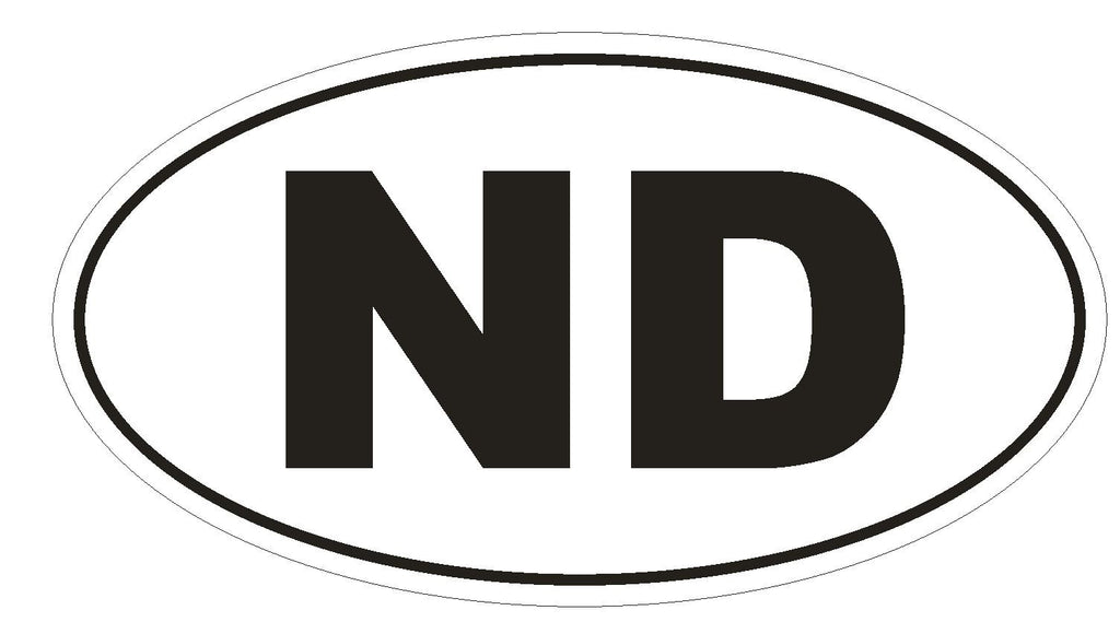 ND North Dakota Euro Oval Bumper Sticker or Helmet Sticker D480 - Winter Park Products