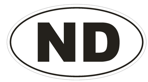 ND North Dakota Euro Oval Bumper Sticker or Helmet Sticker D480 - Winter Park Products