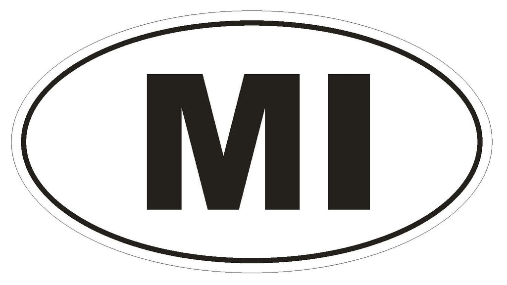 MI Michigan Euro Oval Bumper Sticker or Helmet Sticker D468 - Winter Park Products