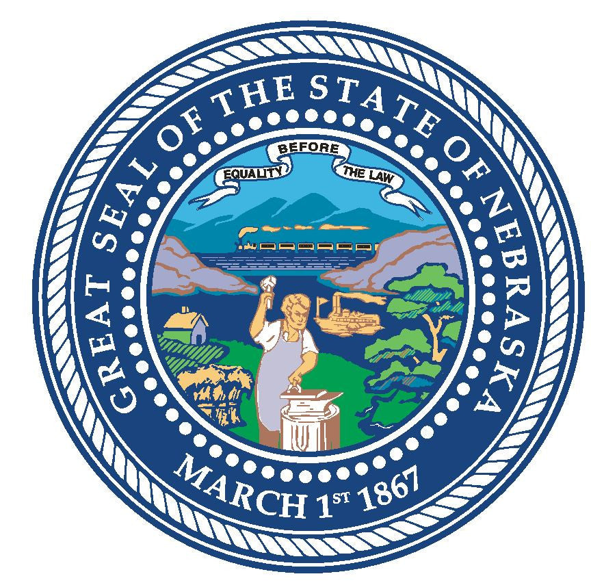 Nebraska State Seal Vinyl Sticker R544 - Winter Park Products