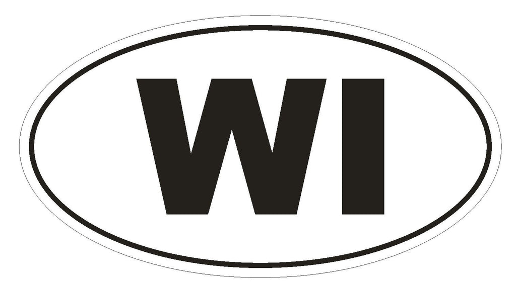 WI Wisconsin Euro Oval Bumper Sticker or Helmet Sticker D495 - Winter Park Products