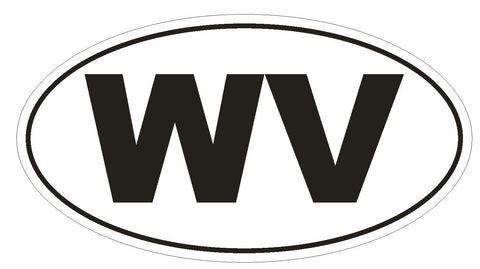 WV West Virginia Euro Oval Bumper Sticker or Helmet Sticker D494 - Winter Park Products