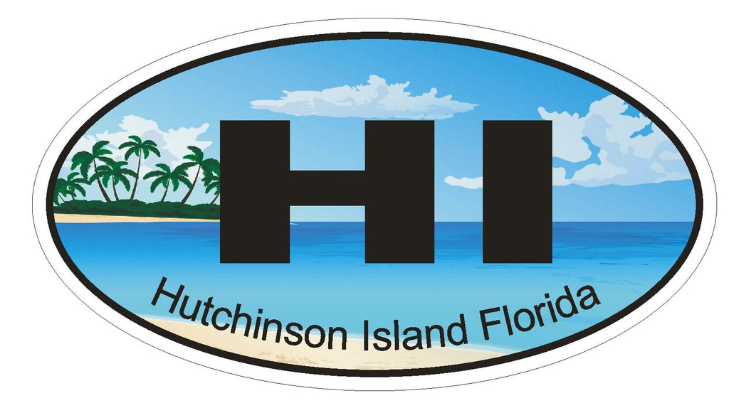 Hutchinson Island Florida Oval Bumper Sticker or Helmet Sticker D1207 - Winter Park Products