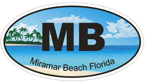 Miramar Beach Florida Oval Bumper Sticker or Helmet Sticker D1249 Euro Oval - Winter Park Products