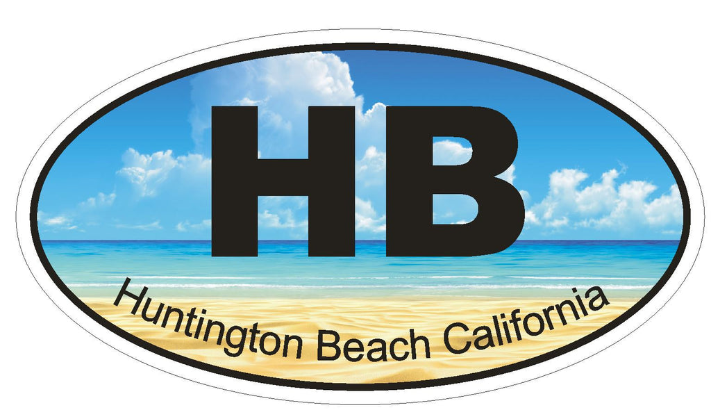 Huntington Beach California Oval Bumper Sticker or Helmet Sticker D1212 Euro - Winter Park Products