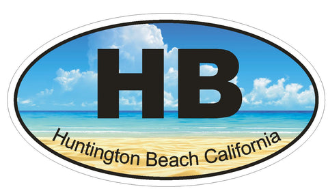 Huntington Beach California Oval Bumper Sticker or Helmet Sticker D1212 Euro - Winter Park Products