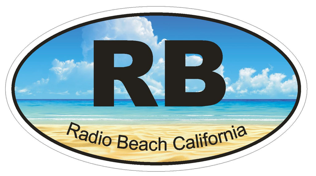 Radio Beach California Oval Bumper Sticker or Helmet Sticker D1217 Euro Oval - Winter Park Products