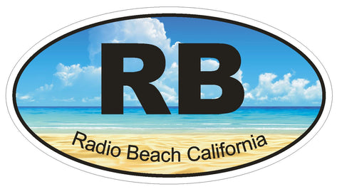 Radio Beach California Oval Bumper Sticker or Helmet Sticker D1217 Euro Oval - Winter Park Products