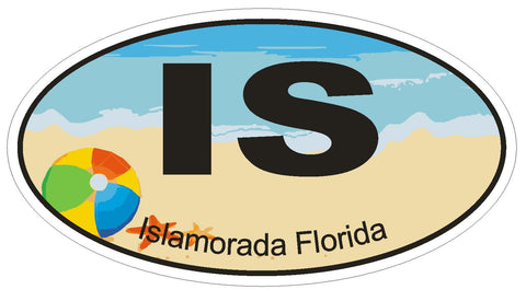 Islamorada Florida Oval Bumper Sticker or Helmet Sticker D1227 Euro Oval - Winter Park Products