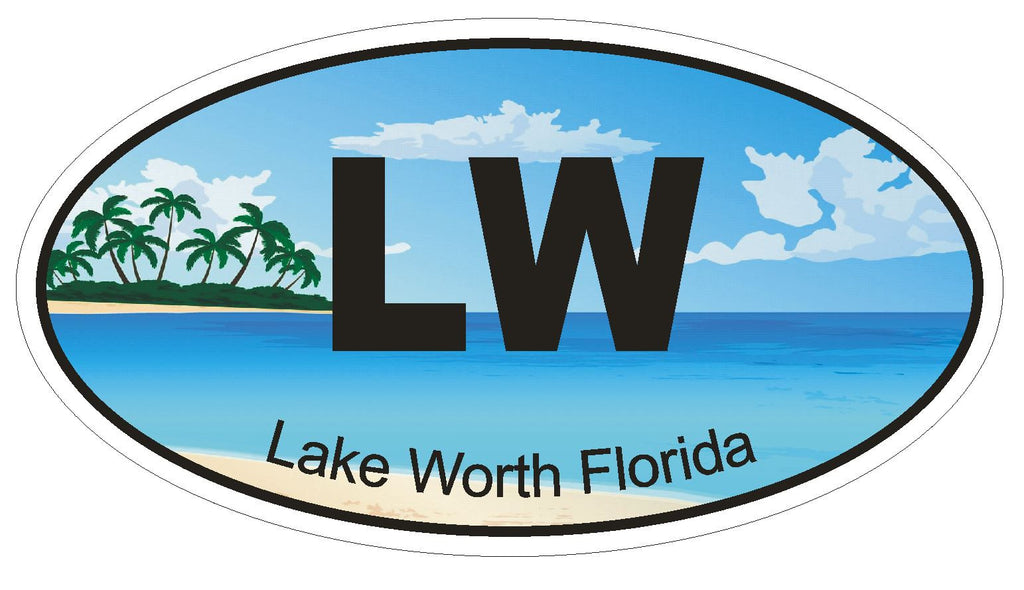 Lake Worth Florida Oval Bumper Sticker or Helmet Sticker D1231 Euro Oval - Winter Park Products