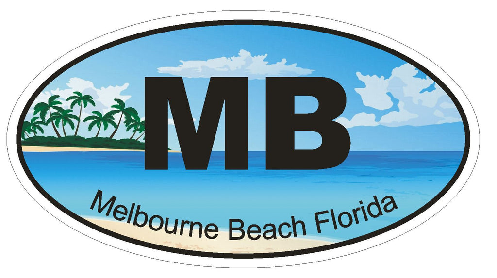 Melbourne Beach Florida Oval Bumper Sticker or Helmet Sticker D1248 Euro Oval - Winter Park Products