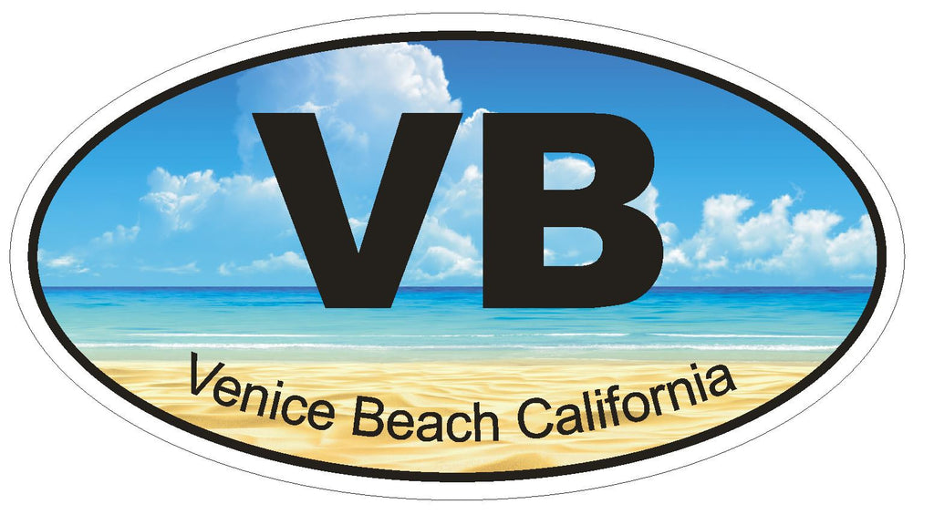 Venice Beach California Oval Bumper Sticker or Helmet Sticker D1218 Euro Oval - Winter Park Products