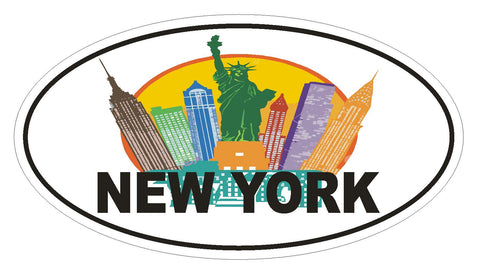 New York Oval Bumper Sticker or Helmet Sticker D1177 - Winter Park Products