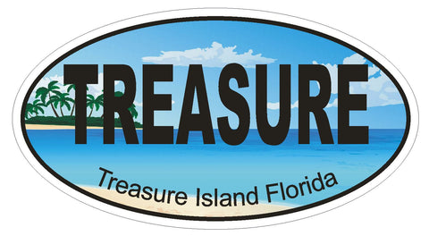 Treasure Island Florida Oval Bumper Sticker or Helmet Sticker D1271 Euro Oval - Winter Park Products