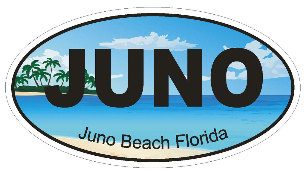 Juno Beach Florida Oval Bumper Sticker or Helmet Sticker D1229 Euro Oval - Winter Park Products