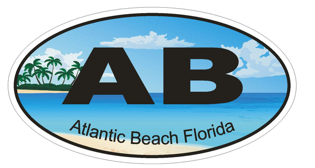 Atlantic Beach Florida Oval Bumper Sticker or Helmet Sticker D1181 - Winter Park Products