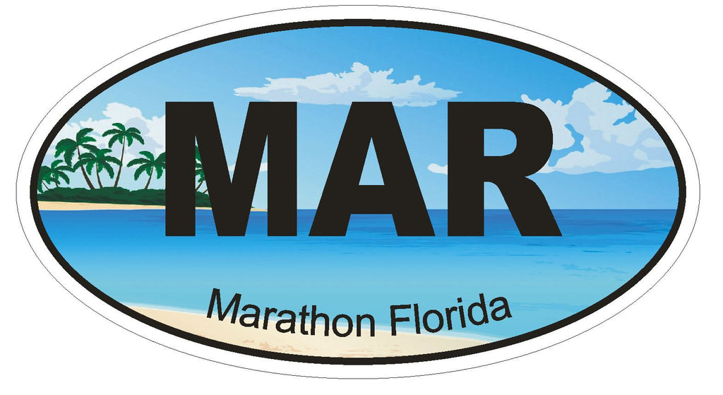 Marathon Florida Oval Bumper Sticker or Helmet Sticker D1241 Euro Oval - Winter Park Products