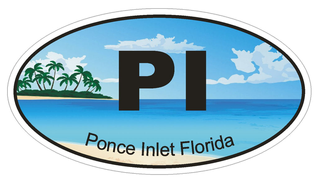 Ponce Inlet Florida Oval Bumper Sticker or Helmet Sticker D1267 Euro Oval - Winter Park Products