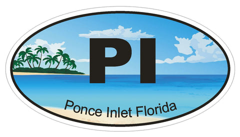 Ponce Inlet Florida Oval Bumper Sticker or Helmet Sticker D1267 Euro Oval - Winter Park Products