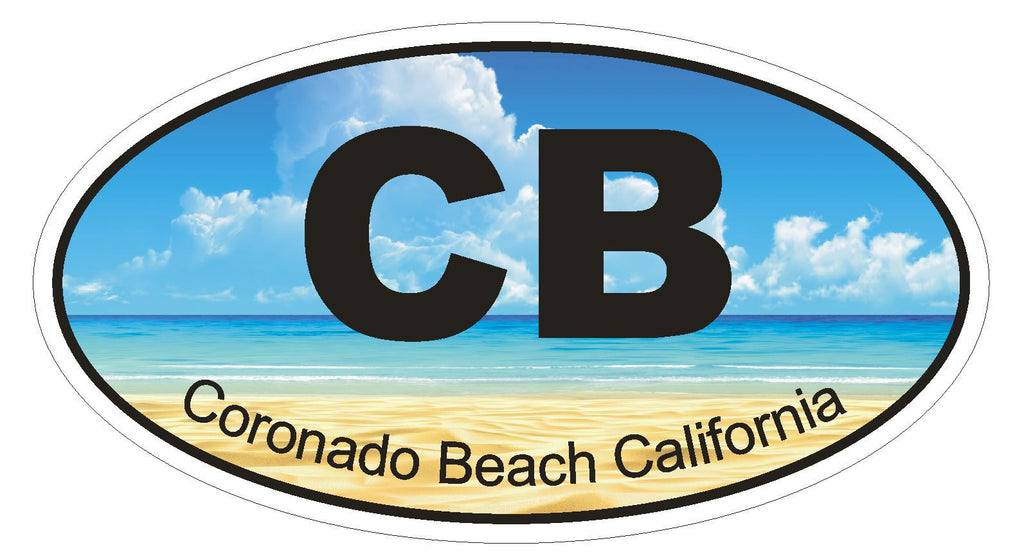 Coronado Beach California Oval Bumper Sticker or Helmet Sticker D1224 Euro Oval - Winter Park Products
