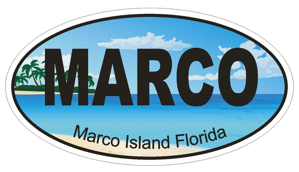Marco Island Florida Oval Bumper Sticker or Helmet Sticker D1242 Euro Oval - Winter Park Products