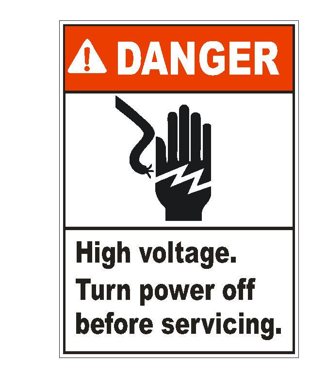 Danger High Voltage Sticker D1553 Electrical Safety Sign - Winter Park Products