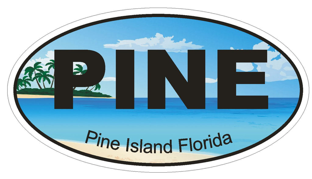 Pine Island Florida Oval Bumper Sticker or Helmet Sticker D1264 Euro Oval - Winter Park Products