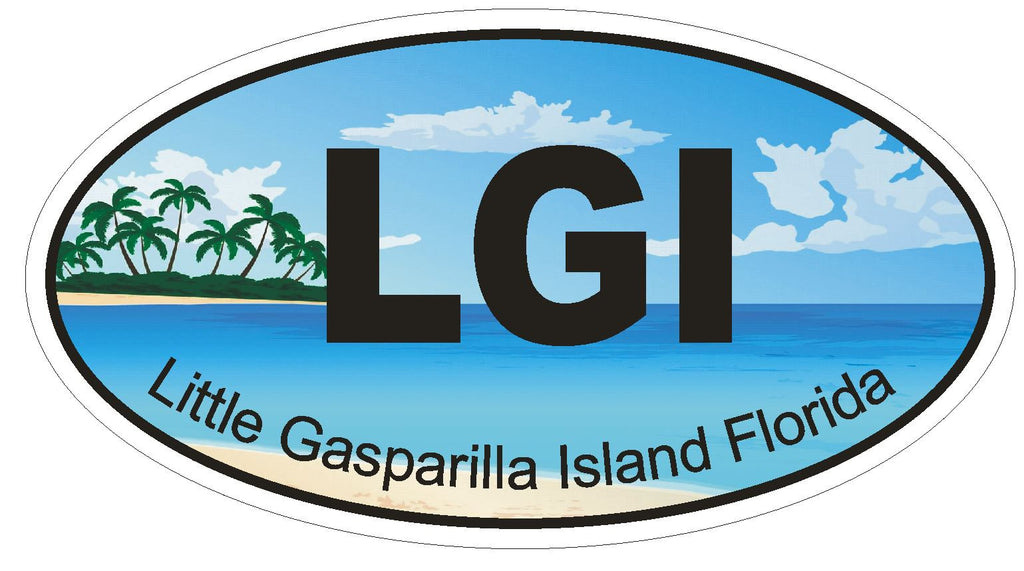 Little Gasparilla Island Florida Oval Bumper Sticker or Helmet Sticker D1236 - Winter Park Products