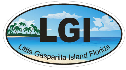 Little Gasparilla Island Florida Oval Bumper Sticker or Helmet Sticker D1236 - Winter Park Products