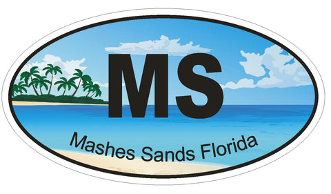 Mashes Sands Florida Oval Bumper Sticker or Helmet Sticker D1244 Euro Oval - Winter Park Products