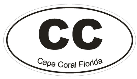 Cape Coral Florida Oval Bumper Sticker or Helmet Sticker D1291 Euro Oval - Winter Park Products