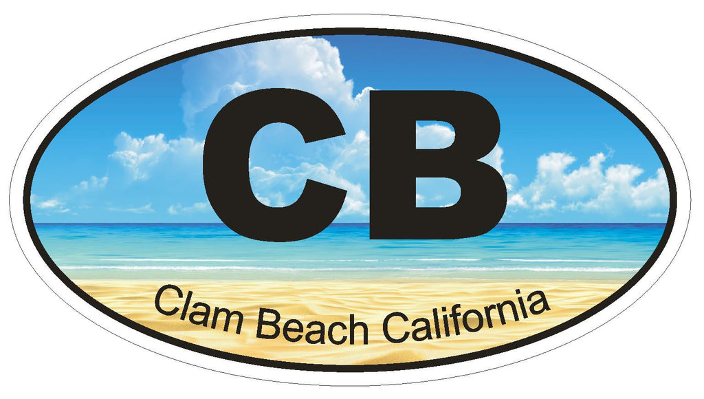 Clam Beach California Oval Bumper Sticker or Helmet Sticker D1216 Euro Oval - Winter Park Products