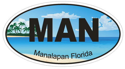 Manalapan Florida Oval Bumper Sticker or Helmet Sticker D1239 Euro Oval - Winter Park Products