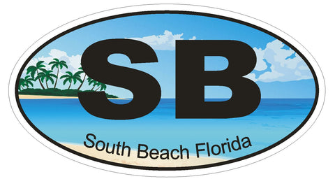 South Beach Florida Oval Bumper Sticker or Helmet Sticker D1175 - Winter Park Products